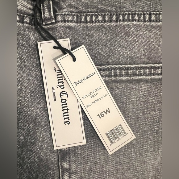 JUICY COUTURE Venice Faded Wash Whiskered Jeans, Size 16W GREY MARBLE WASH - Picture 9 of 11